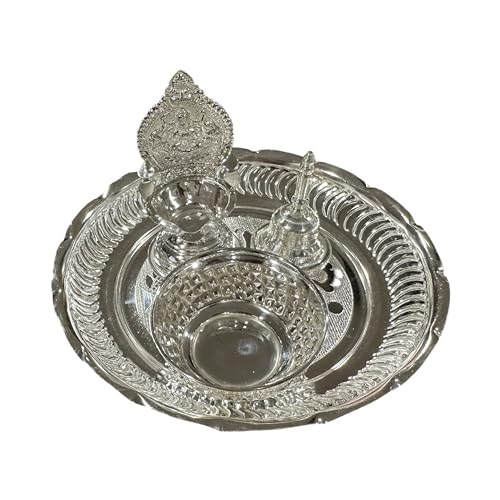 Balaji 925 Sterling Silver 6.0-inch Puja Set - 6.0