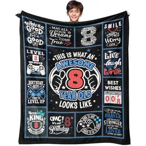 Podkde Geburtstagsgeschenk für 8-jährige Jungen, 8-jährige Jungen, Geschenkideen, Überwurfdecke, 127,7 x 101,6 cm, Geburtstagsgeschenk für 8-jährige Jungen, 8-jährige Jungen