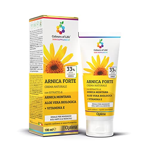 Arnica Forte Crema - Árnica Loción para Contusiones y Traumatismos - para Masajes Musculares y Articulares - Alivia el Dolor y la Tensión en Músculos y Articulaciones 100ml Colours Of Life