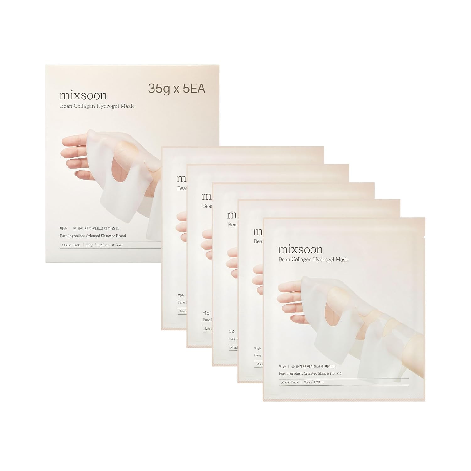 mixsoon Bean Collagen Hydrogel Mask 1PACK(35gX5ea) low molecular Deep Nutrition, Radiance, Hydration All-In-One Firming, Ingredients Absorbing Over Time Korean Glass Skin Care mixsoon Bean Collagen Hydrogel Mask 1PACK(35gX5ea) low molecular Deep Nutrition, Radiance, Hydration All-In-One Firming, Ingredients Absorbing Over Time Korean Glass Skin Care