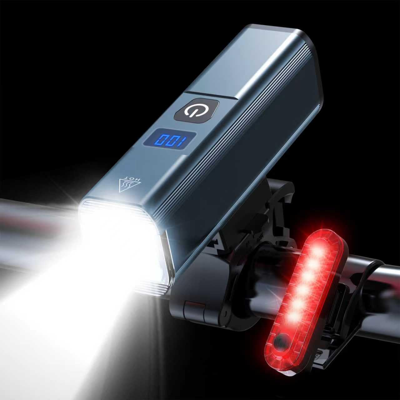 2026 New Bike Lights, Bike Headlight Front and Back, High Lumens Rechargeable Waterproof 6+4 Modes Bike Lights Sets, Super Bright Bike Torch (Matte Blue)