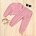 TITKKOP Pink 2pcs Toddler Color Block Clothes, Long Sleeve T-Shirt Tops, Sporty Fashion Outfits for Baby Girl/Boy, Solid Color Fall Winter Outfits (3-4 Years)