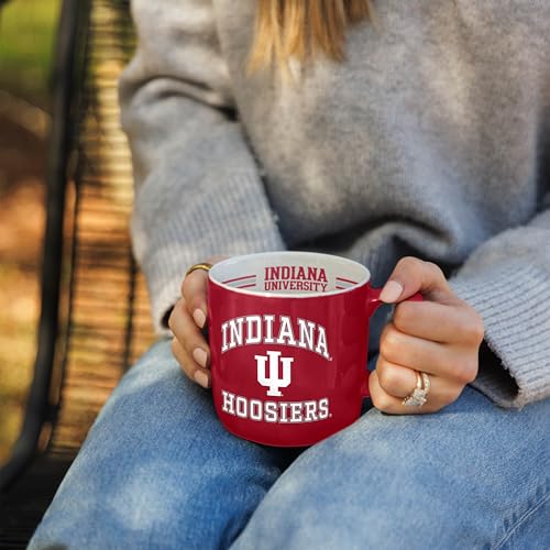 Image of Logo Brands NCAA Indiana Hoosiers 15oz Stripe Mug - Team Logo, Inside Print, Standard Handle, Microwave & Dishwasher Safe