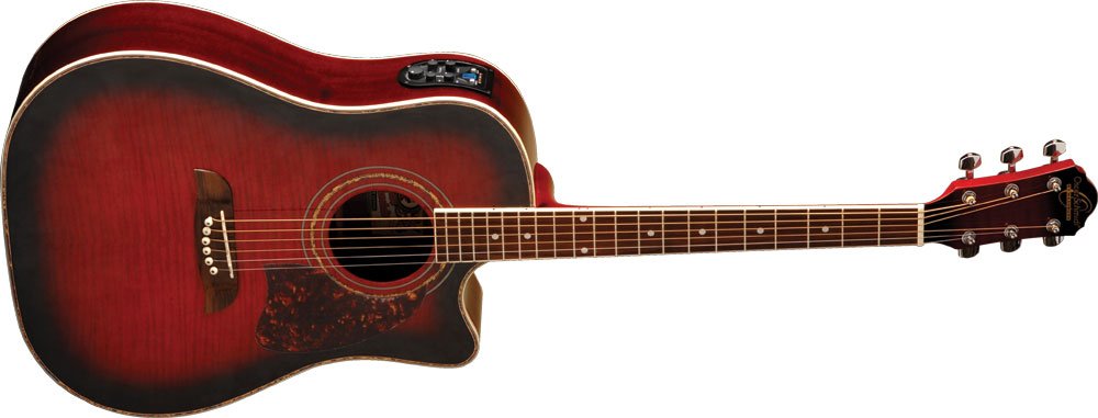Oscar Schmidt OG2CE Dreadnought Cutaway Acoustic-Electric Guitar - Flame Black Cherry