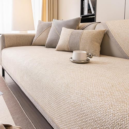 Homg Funda de Sofá Vintage Antideslizante de Algodón Lino sofá Todas Las Estaciones Topper Sofa. Sofá Cubre Sofás de 1 2 3 4 Plazas Seccional en Forma de U y L