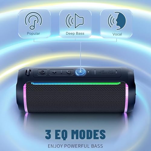 Image of Ortizan X30 Portable Bluetooth Speaker (3rd Gen) - 40W Loud Bass for Pool Parties & Outdoor Adventures, IPX7 Waterproof, 30-Hour Battery, Beat-Synced LED Lights, Wireless Stereo Pairing, Black