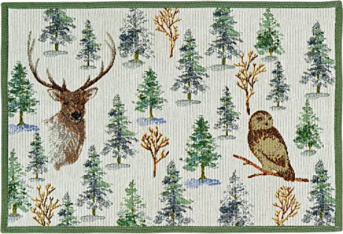 Sander Tischset Platzset Tuula Gobelin Herbst Winter Eule Hirsch Wald...