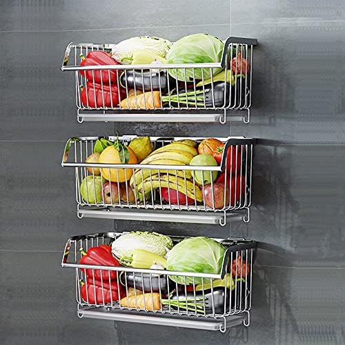 Cesta de frutas colgante de metal con diseño elegante y robusto para cocinas selectas