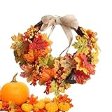Guirnalda otoñal – 45,7 cm Gran de Puerta de Otoño de Acción de Gracias, Guirnalda de Bayas frondosas, decoración para la Temporada de | Acogedora decoración de Festivales para