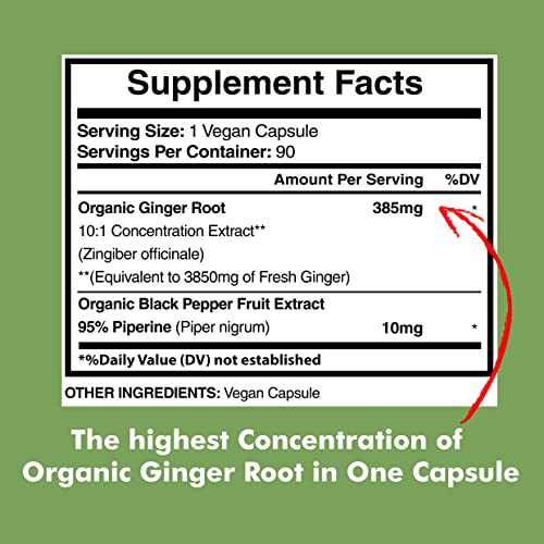 American Standard Supplements Organic Ginger 3850Mg Per Serving With Organic Black Pepper Extract thumb #1
