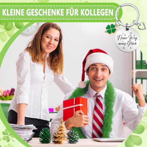 BOYATONG Abschiedsgeschenk Kollegen, Kleine Geschenke für Kollegen Beste Kollegin Danke Lieblingskollegin,Schlüsselanhänger Kleeblatt Abschied Kollegin Rente Jobwechsel Neuer Job Ostergeschenke