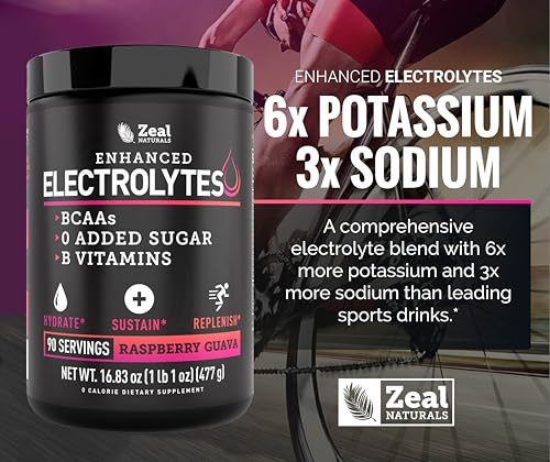 Image of Zeal Electrolyte Powder - 90 Servings | Keto Electrolytes Powder | Zero Sugar, BCAAs, B-Vitamins | Potassium, Zinc, Magnesium | Hydration Powder Recovery Drink | Raspberry Guava