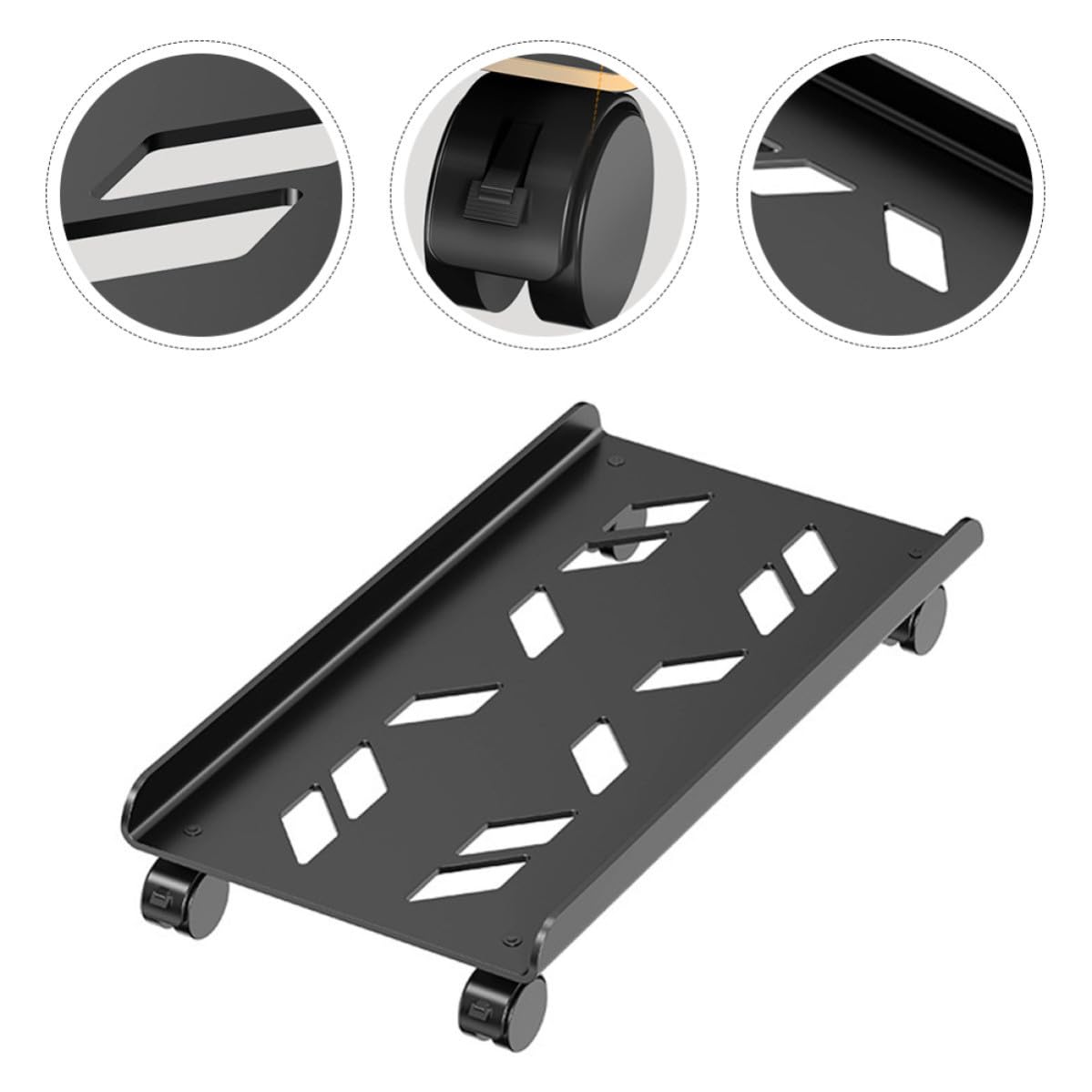 Soporte de Metal Torre Móvil para Negro de Ruedas CPU