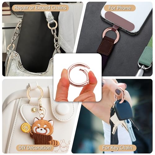 Image of Gkeygo Key Ring Clip, 4 /5 Inch Keychain Rings, 8 Pack Round Carabiner Clip for Keys, Buckle, Bags, Purses - Key Chain Hooks Replacement Keychains Lanyard DIY Crafts - Gold, Rose Gold