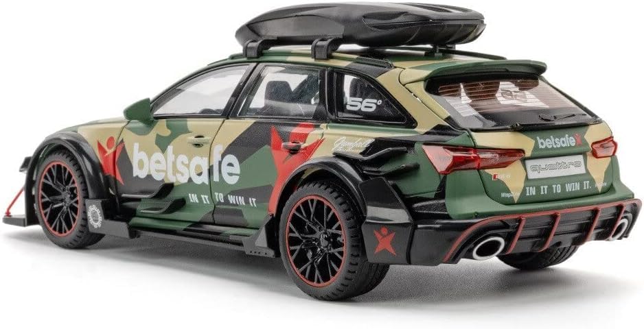 Image of Audi RS6 DTM Modified 1:24 Diecast Scale Model, Pull Back Toy Car for Kids, Openable Doors, Light & Music Features, Toy Vehicle for Boys and Girls (Green)