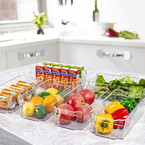Hoojo Refrigerator Organizer Bins - 14Pcs Clear Plastic Bins For Fridge, Freezer, Kitchen Cabinet, Pantry Organization And Storage, Bpa Free Fridge Organizer, 12.5" Long-Medium #TOP7