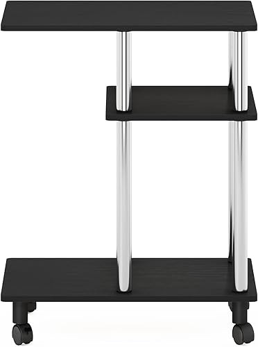 Miniatura 6 de Furinno Turn-N-Tube - Mesa auxiliar en forma de C con ruedas, americanoacero inoxidable