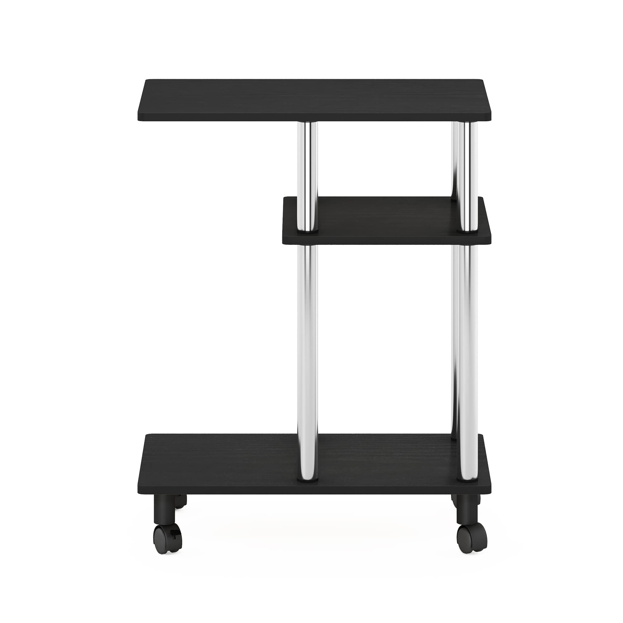 Furinno Turn-N-Tube Mesa Auxiliar de Sofá en Forma de U con Ruedas, Madera de ingeniería, Americano/Acero Inoxidable, 29.5(D) x 50(W) x 62.7(H) cm