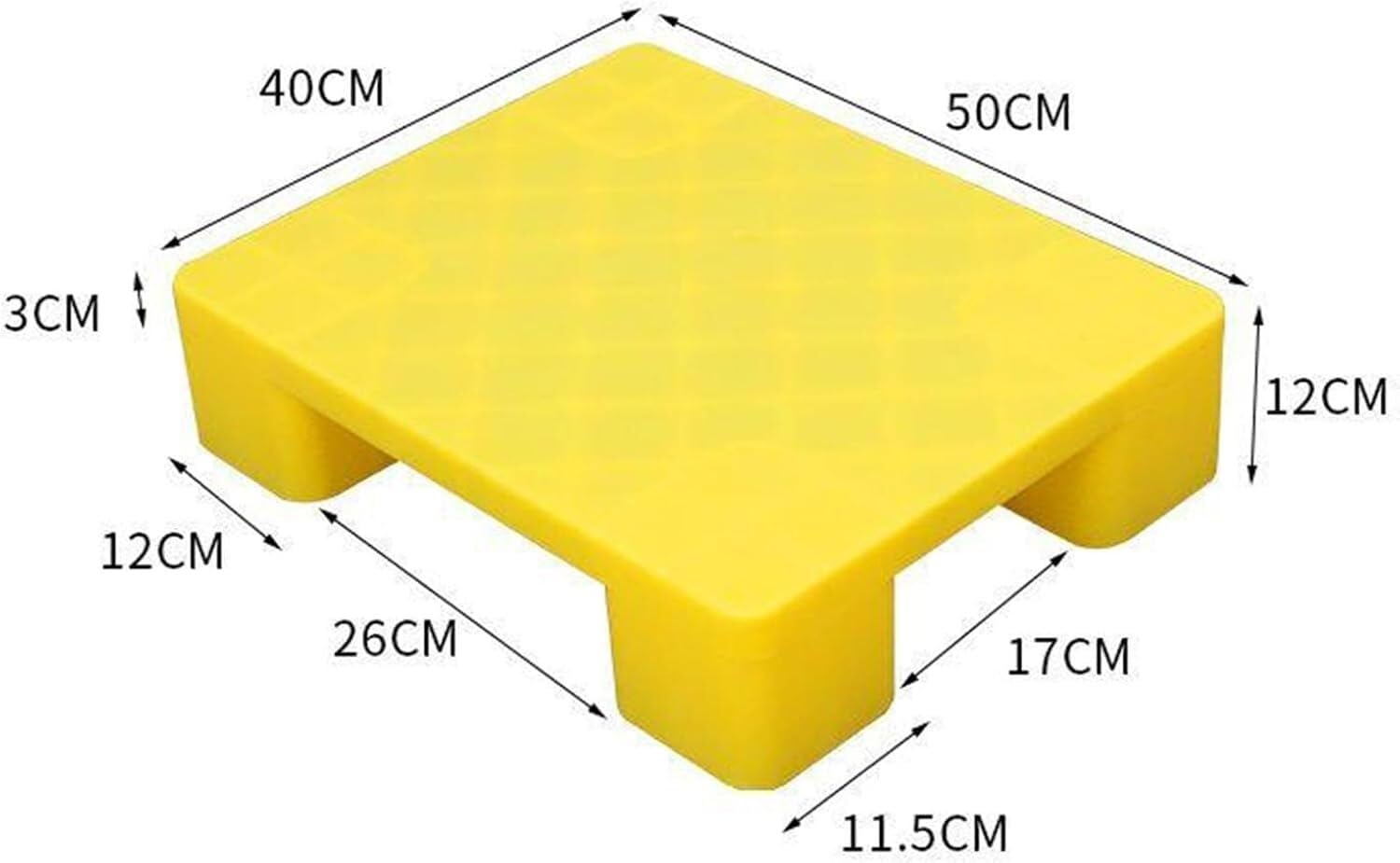 Lekkie palety plastikowe, regały magazynowe z polietylenu, ogród, balkon, kemping, plastikowe palety magazynowe (żółte, 1 szt., 50 x 40 x 12 cm)