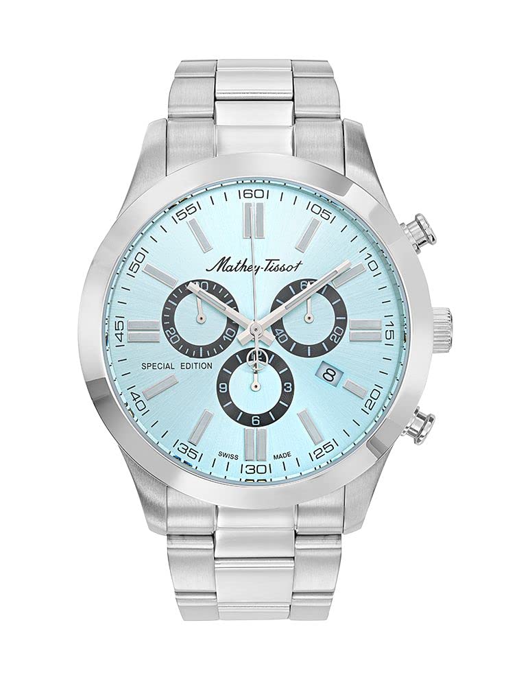 Mathey-Tissot Stainless Steel Swiss Made Special Edition Chronograph Blue Dial Men Analog Watch - H455Chsk, Silver Band (B0BM62PT3H) Amazon Price History, Amazon Price Tracker