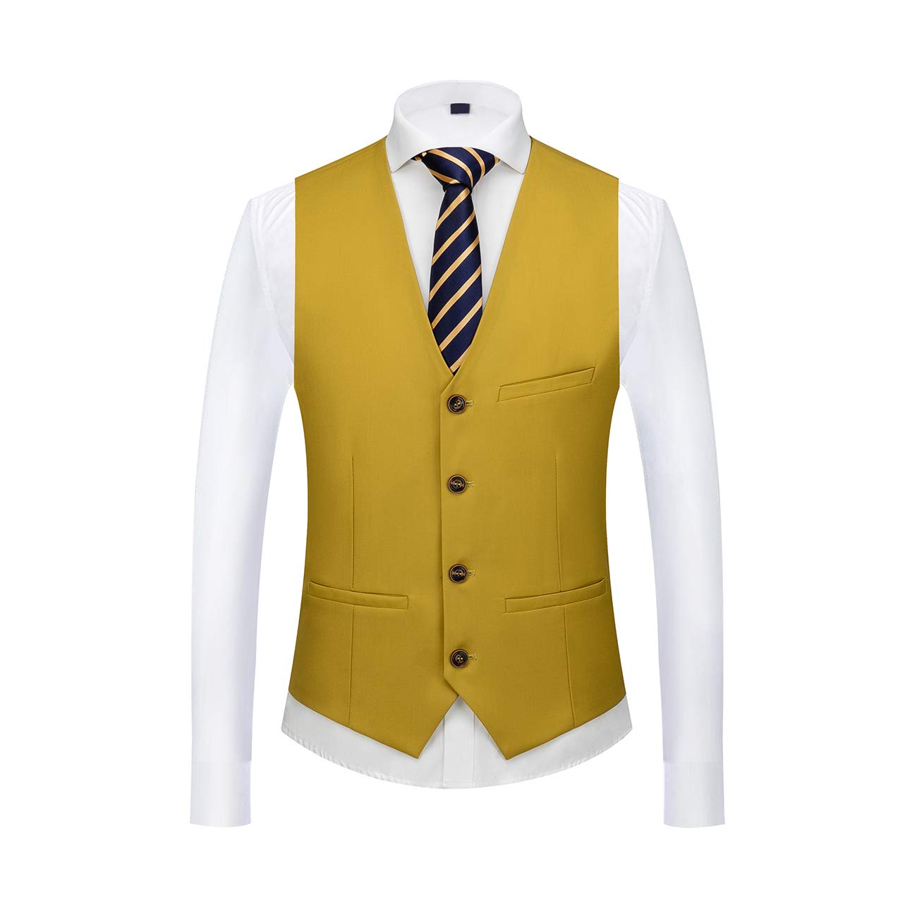 UNINUKOO Mens Suit Vest Slim Fit Formal Dress Casual Waistcoat Four Buttons Tuxedo Suit Vest