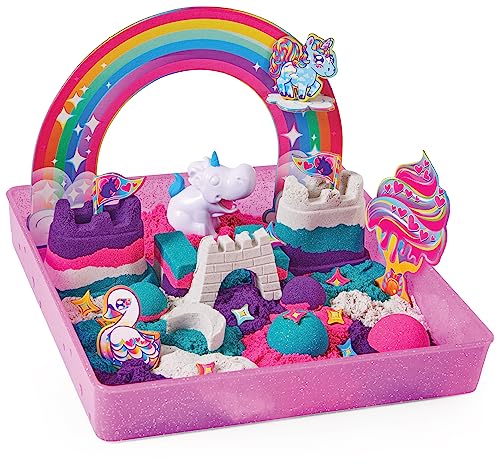 KINETIC SAND SABLE MAGIQUE - ROYAUME DES LICORNES 907 G + 8 MOULES - Créez Différentes Formes...