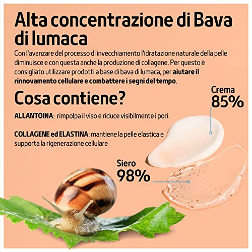 Crema Viso Bava di Lumaca 85% Antirughe 100 ml con...