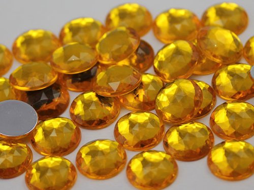 Allstarco11mm Flat Back Round Acrylic Rhinestones Plastic Gems for Jewelry Making Costume Jewels Cosplay Embelishments - 75 Pieces (Gold Topaz A02)