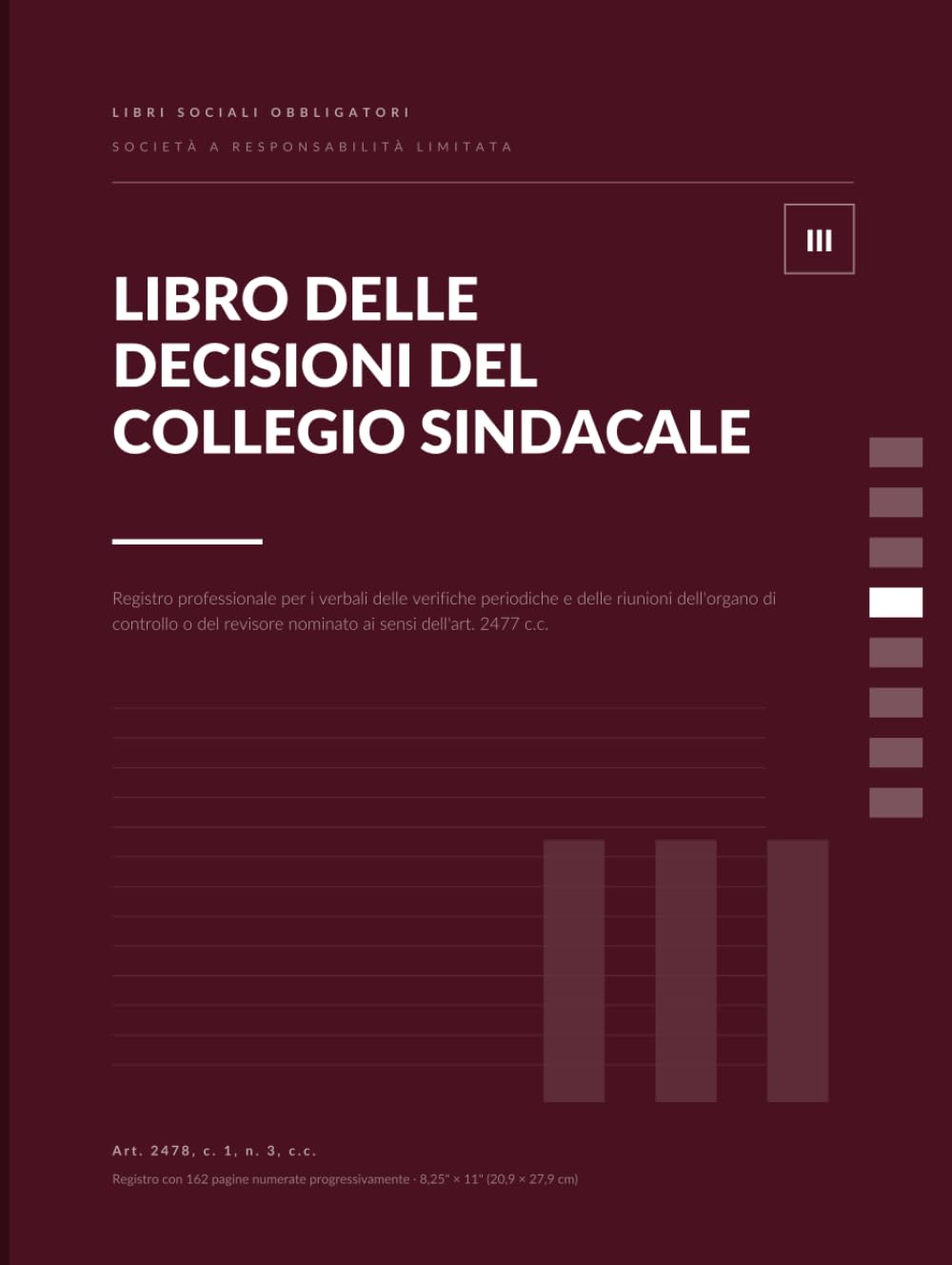 Libro delle decisioni del collegio sindacale S.r.l.: Registro professionale A4 per le verifiche periodiche dell'organo di controllo o del revisore — checklist di verifica in ogni verbale