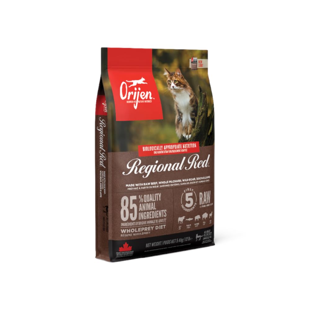 Orijen Cat Regional Red | Paquete Triple| 3 x 340 g | Alimento Completo para Gatos Adultos | 85% Ingredientes Animales Recubierto de hígado liofilizado