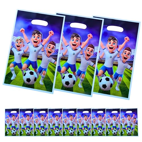 HAIYMA® 25 Bolsas de Cumpleaños Infantiles con Diseños en 3D | Bolsa Regalo para Celebraciones,Eventos,Fiestas.(FUTBOL)