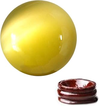 Feng Shui 1.6" Natural Quartz Cat Eye Crystal Healing Ball - Feng Shui Crystal Ball for Wealth and Protect the House Yellow