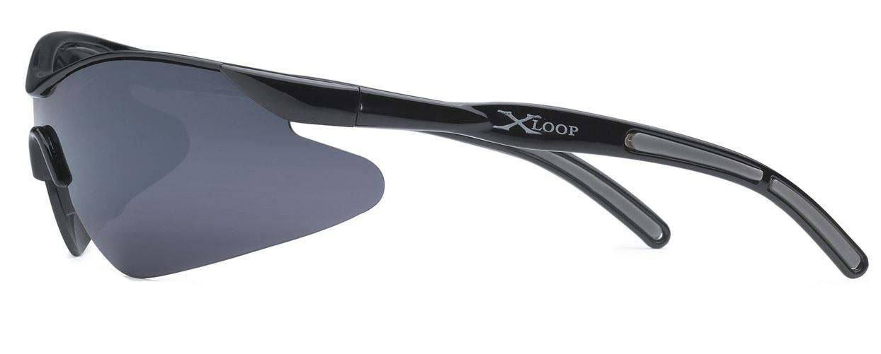 Kids X-Loop Boys Sports Wrap Shield Baseball Fishing Sunglasses - (Black)