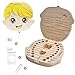 Zahnbox Holz Milchzähne Box - Holz Kinder Andenken Organizer für Baby Milchzähne, Persönlichkeit Baby Zähne Box Zahnschoner Design für Kinder Laubzähne Sammlung (Girl)