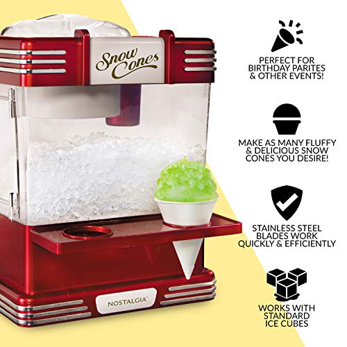 Nostalgia-Retro-Table-Top-Snow-Cone-Maker-Makes-20-Icy-Treats-Shaved-Ice-Machine-Includes-2-Reusable-Plastic-Cups-Ice-Scoop-Retro-Red