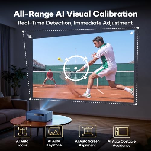 Image of 3000 ANSI Google TV Smart Projector - 4K Projector with WiFi and Bluetooth, 20W HiFi Speakers Outdoor Movie Proyector, Auto Focus & Keystone Projector for Home Theater Indoor