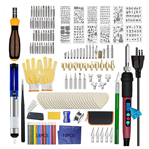 148 PCS Wood Burning Kit, Woodburning Tool with LCD Display Adjustable Temperature Soldering Pyrography Pen,Father's Day Wood Tool,Creative Tool DIY Kit For Embossing/Carving/Soldering Pyrography Tips