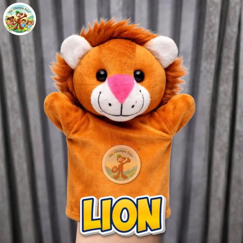 Image of Lion Puppet Soft Hand Puppet for Kids Role Play Storytelling Educational Toy