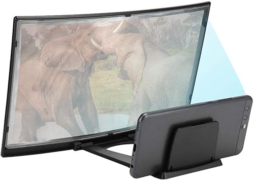 Lupa de pantalla curvada 3D de 12 pulgadas, HD para video, película, teléfono inteligente, amplificador de pantalla, proyector, soporte para