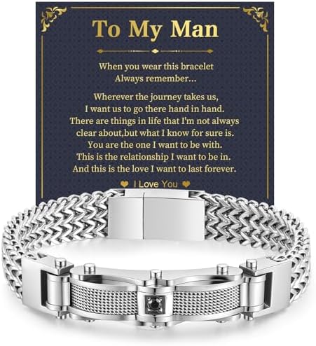 Chunky Franco Chain Bracelets for Men - 12mm Width Stainless Steel Square Curb Link,Sturdy Metal Hip Hop Wristband Premium Cool Stylish Wristband Jewelry Christmas Gifts for Boyfriend Husband Brother