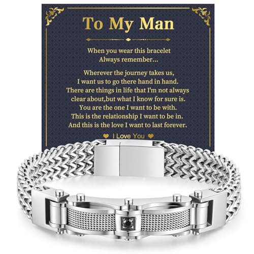 Stainless Steel Franco Chain Bracelet for Men with Cubic Zirconia Accent - image 1