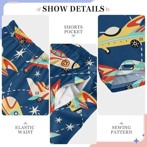 ZZXXB Aircraft Print Boys Long Pants Soft Trousers Elastic Waist Kids Lounge Bottoms with Pockets S-XL4