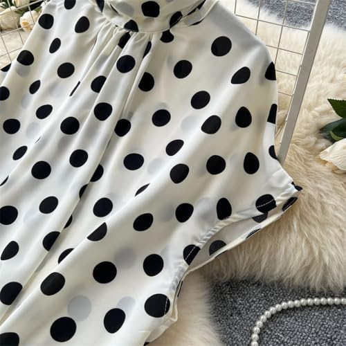 Casual Polka Dot Loose 2Pcs Suits Bow Lace-Up Tops+Wide Leg Long Pants Female Print Suits4