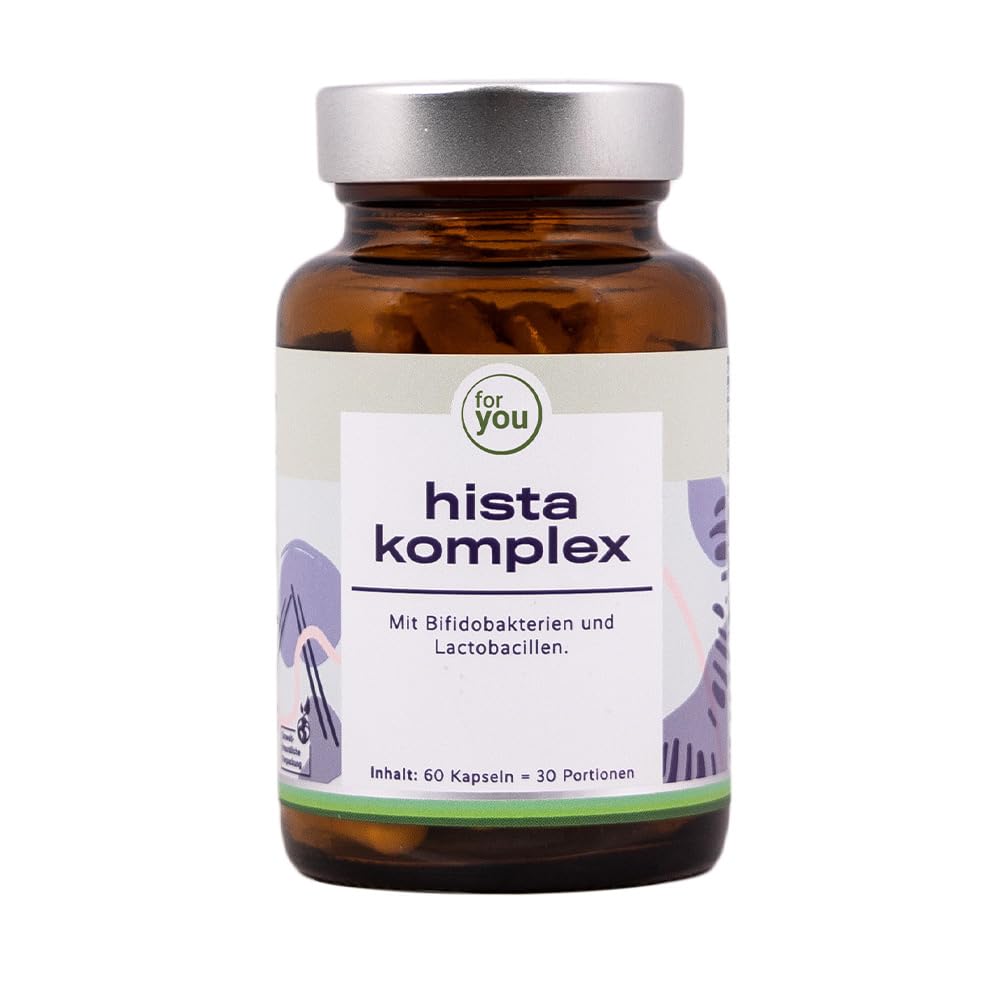 for you hista komplex - Speziell entwickelt für Menschen mit Histaminintoleranz - mit Bifidobakterien und Lactobacillen - 20 Milliarden Bakterien pro Portion Plus Ballaststoffe - 60 Kapseln