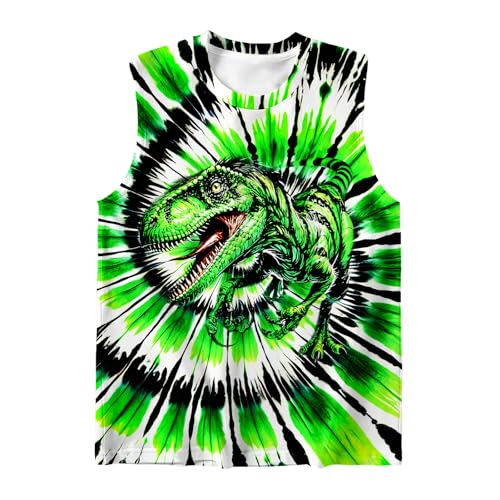 Image of DMPROD Kids Tie Dye Shirt Size 5-14 Years Sleeveless T Shirts Children Tank Tops Hippies Senior Tees for Boys Girls