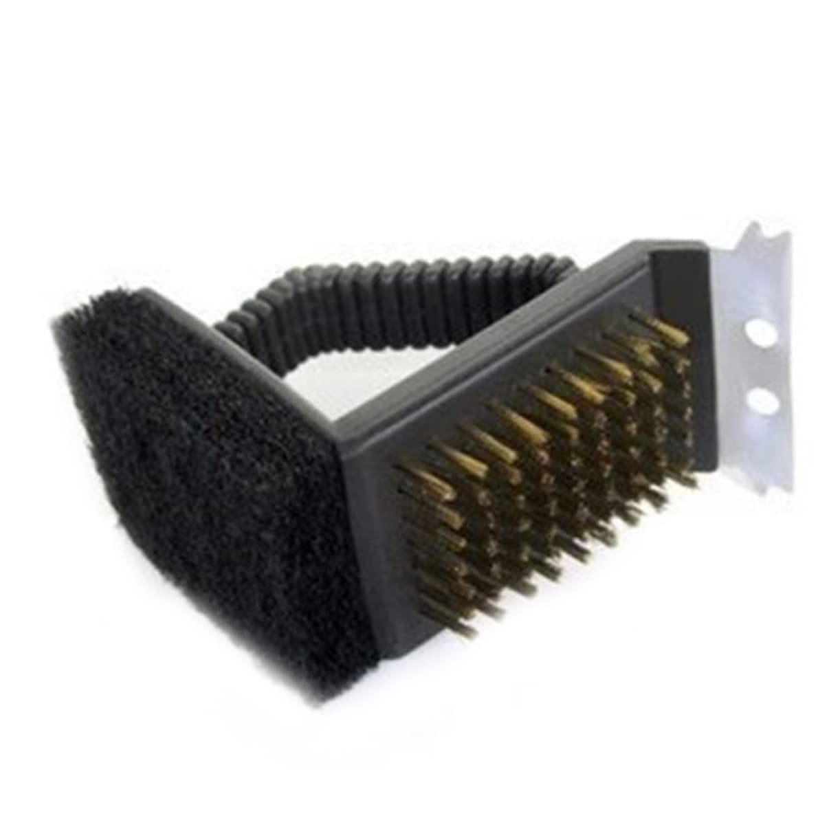 Yardenfun Barbecue Grill Cleaning Brush with Heavy Duty Scouring Pad BBQ Tool Ergonomic Handle Bristles for Porcelain and Cast Grills