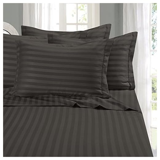 Elegant Comfort Best, Softest, Coziest 6-Piece Sheet Sets! - 1500 Thread Count Egyptian Quality Luxurious Wrinkle Resistant 6-Piece Damask Stripe Bed Sheet Set, Queen Grey