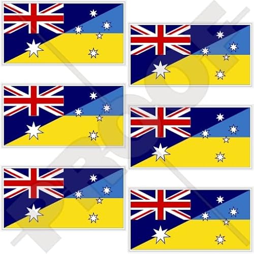 Pegatinas de bandera de Australia-Ucrania, bandera australiano-ucraniana de 40 mm (1,6 pulgadas), calcomanías de vinilo para teléfono celular móvil, 6 unidades Cover