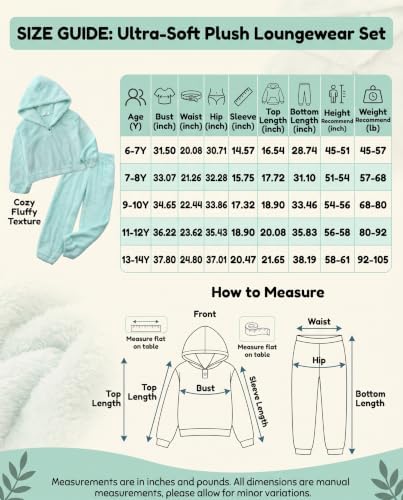 FREELYVE Girls Sweatsuit 2 Piece Fuzzy Fleece Hoodie Outfits,DyePink,9-10Y — view 5