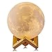 Gahaya 5.9"/15cm Moon Lamp, 3D Printed Light, Touch Control, Stepless Dimmable, Warm White (3000K) and Cool White (6000K), PLA Material, USB Recharge